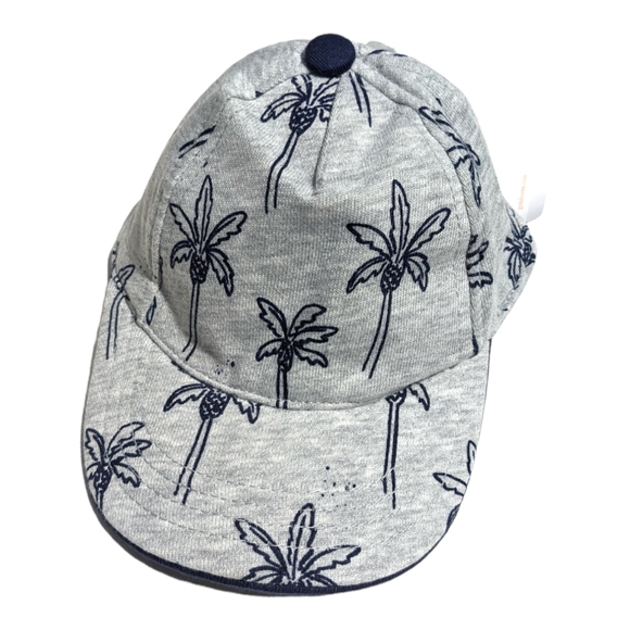 Gymboree Baby 0-6m Grey/Blue Palm Tree Hat w/ Elastic Back - Picture 2 of 8